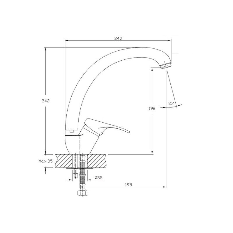 Смеситель для кухни GranFest QUARZ Z-3323, Терракот