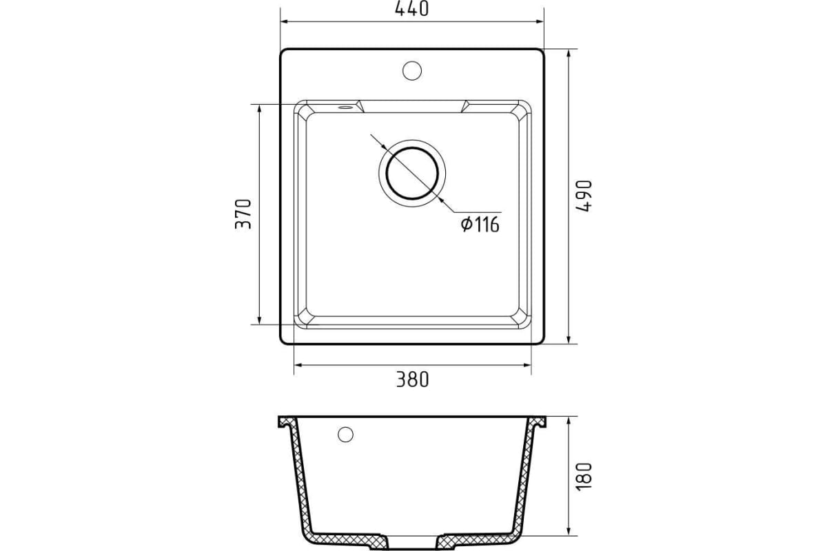 Мойка GranFest URBAN 644 (440х490мм) белый