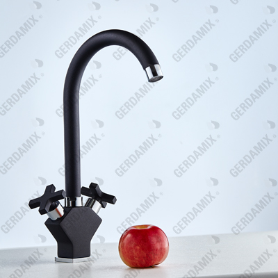 CARMESI GR308 Смеситель высокий излив двухрычажный GERDAMIX (черный)