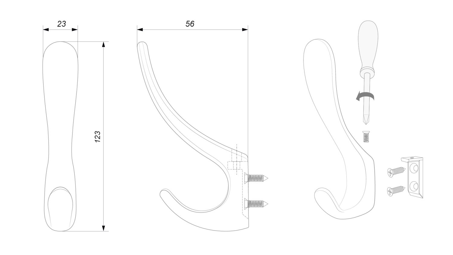 крючок K205BL.9 Чёрный матовый OLA(20)