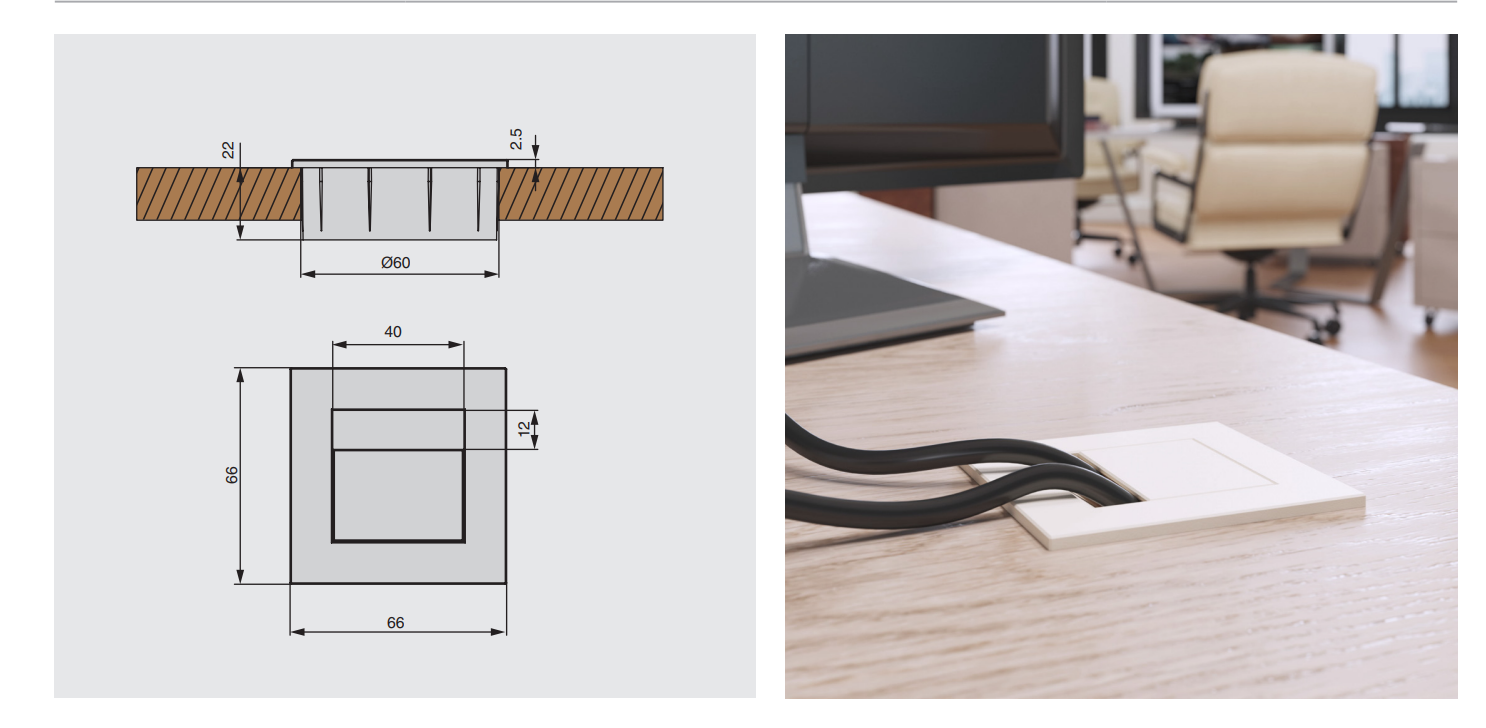 MЗК.01П.Б Заглушка кабель-канал 66x66мм (d.60мм), цвет белый