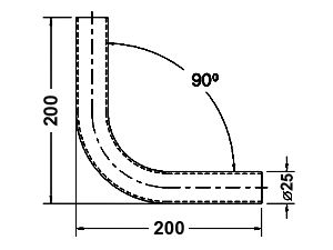 Угол 90гр. d25мм 200*200 UNO26