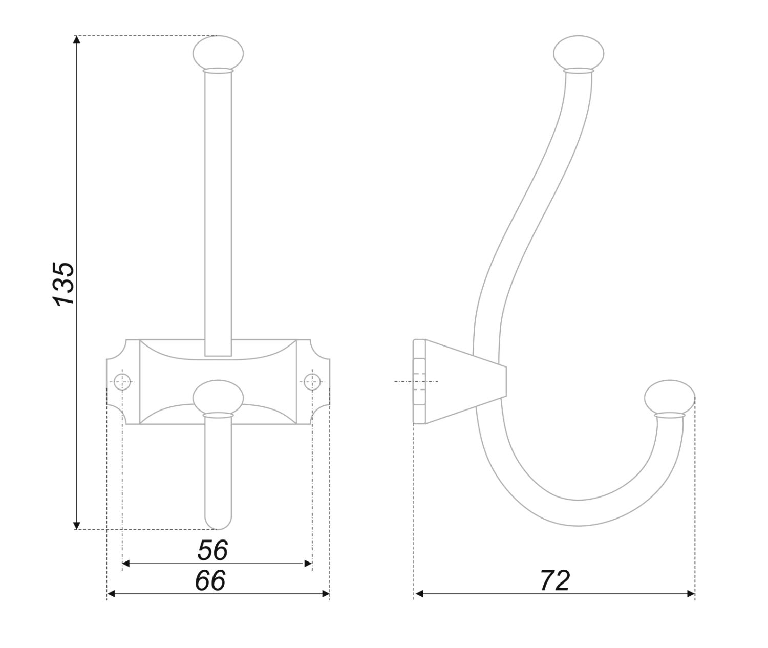 крючок K215CP.8 KARL Хром полированный (15)  ПОД ЗАКАЗ