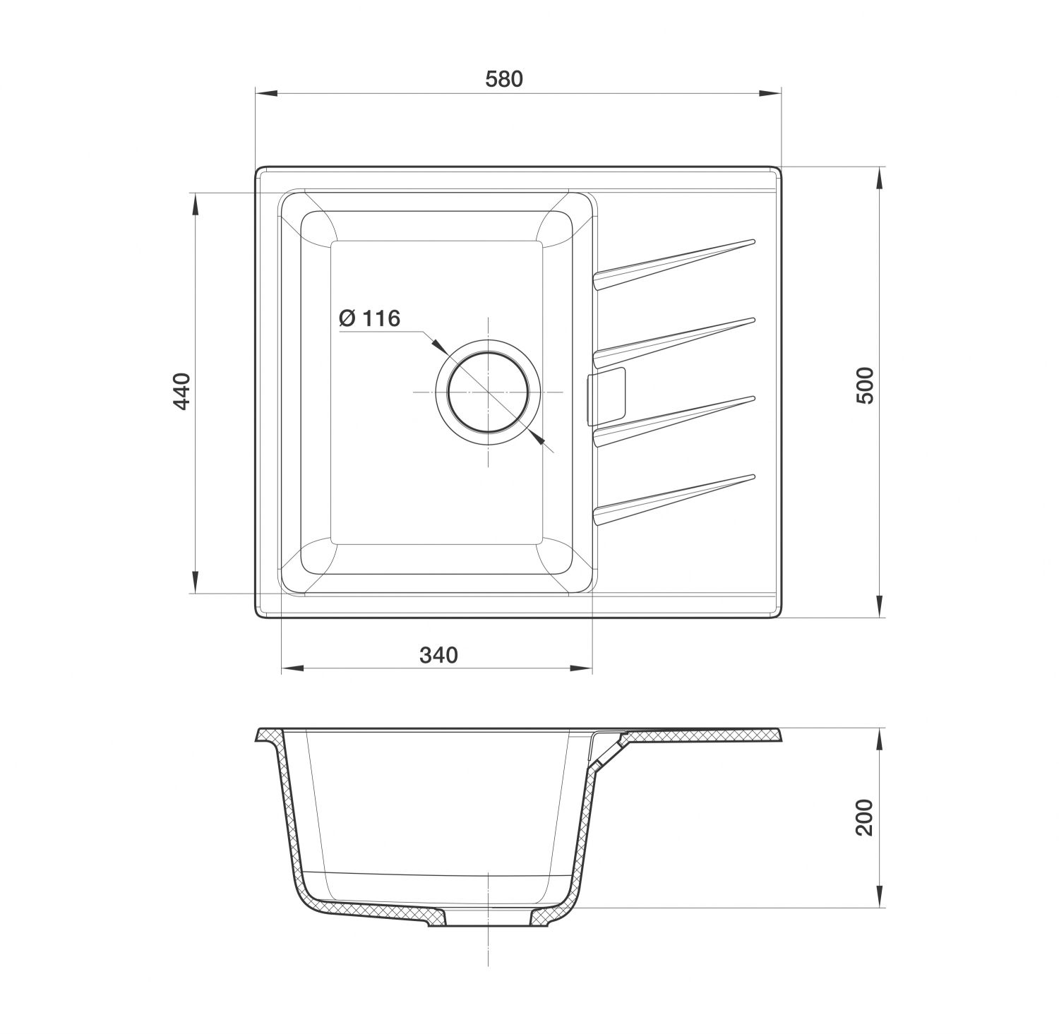 Мойка Rivelato RAUM RM-58 Grigio metallizzato П/ЗАКАЗ