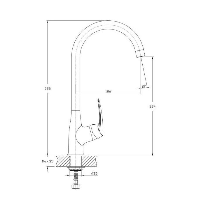 Смеситель GranFest QUARZ U-образ. D-35mm (белый) ВЫВОД