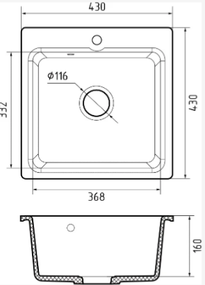 Мойка GranFest Smart SM-430 (430х430мм) Черный (БЕЗ СИФОНА) П/ЗАКАЗ