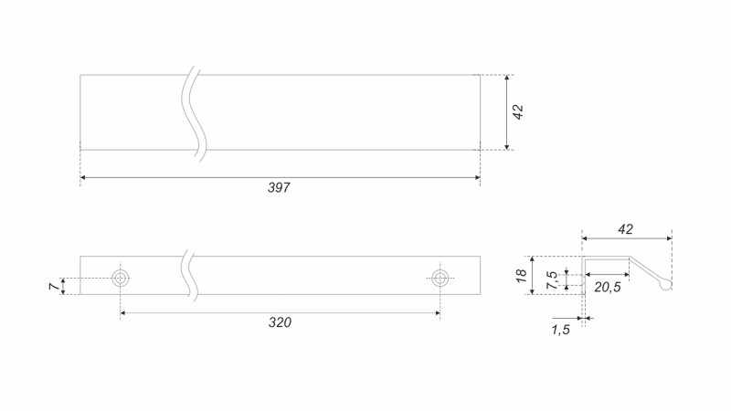 Ручка мебельная торцевая RT112BSG.1/320/400 (15)
