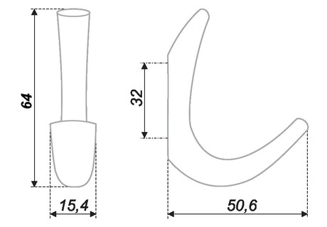 крючок К206SN (0650) сатин никель (25/250) ВЫВОД 