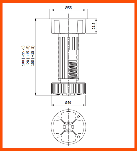 Ножка цокольная 90*110, пластмассовая белая (250)